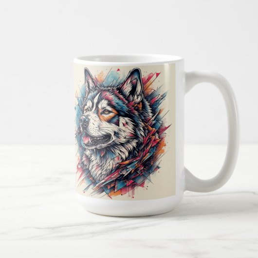 Mug Loup avec des éléments géométriques et des couleur (Droite)
