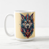 Mug Loup avec des éléments géométriques et des couleur (Gauche)