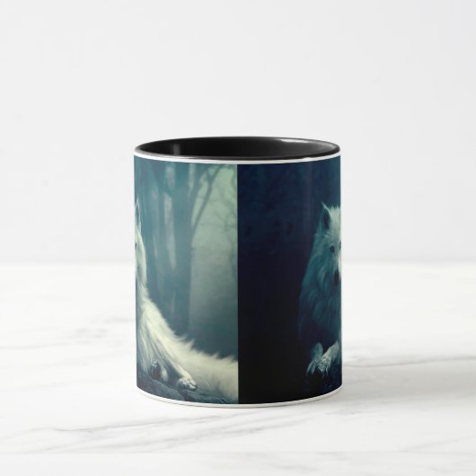 Mug Loup blanc dans la forêt nocturne (Centre)