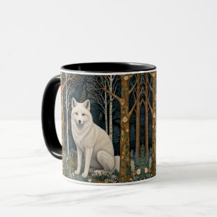 Mug Loup blanc vintage boho forêt sylvestre