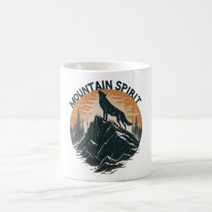 Mug Loup de la majesté montagneuse hurlant sur le pic
