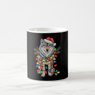 Mug Loup de Noël Chapeau de Père Noël Lumières de Noël