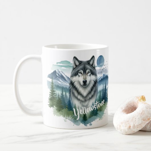 Mug Loup de Yellowstone (Avec donut)