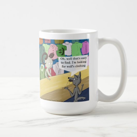 Mug Loup en vêtements de loup drôle (Droite)