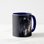 Mug Loup et chiot hurlant sur la lune (Devant droit)