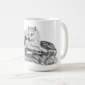 Mug Loup et corbeau - Design noir et blanc (Devant droit)