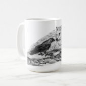 Mug Loup et corbeau - Design noir et blanc (Devant gauche)