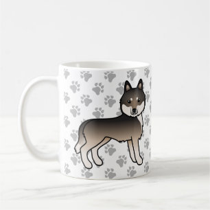 Mug Loup foncé Gris Husky Sibérien Chien de dessin ani