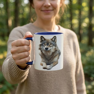 Mug Loup gris à l'aquarelle