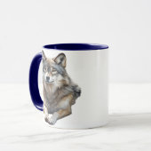 Mug Loup gris à l'aquarelle (Devant gauche)
