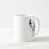 Mug Loup gris hurlant dans l'aquarelle peinture style (Devant droit)