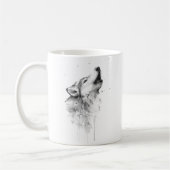 Mug Loup gris hurlant dans l'aquarelle peinture style (Gauche)