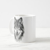Mug Loup gris majestueux étonnant Aquarelle Faune (Devant gauche)