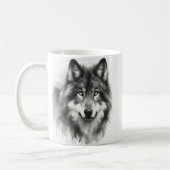 Mug Loup gris majestueux étonnant Aquarelle Faune (Gauche)