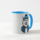 Mug Loup Hivernal Stylisé (Devant droit)