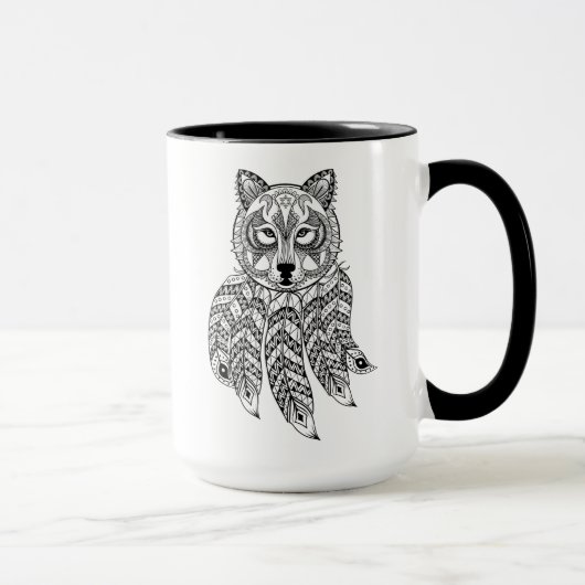 Mug Loup inspiré avec Dreamcatcher (Droite)