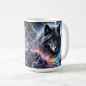 Mug Loup noir avec éclairs (Devant droit)