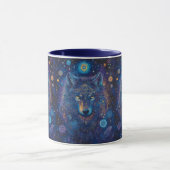 Mug Loup noir avec le ciel magique de Mandala (Centre)