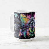 Mug Loup noir avec un catcheur de rêves (Devant gauche)