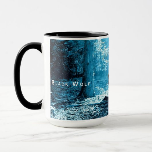 Mug Loup noir seul dans la forêt (Gauche)