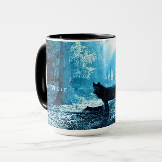 Mug Loup noir seul dans la forêt (Devant gauche)