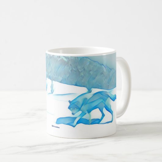 Mug Loup solitaire dans WInter (Devant droit)