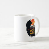 Mug Loup solitaire, Orange Sunset Silhouette Wolf Art (Devant droit)