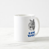 Mug "Loup solitaire" ou votre message, Loup gris, Text (Devant droit)