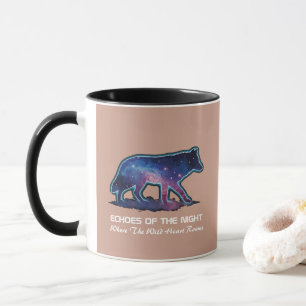 Mug Loup solitaire silhouette de galaxie (Échos de la