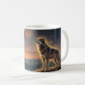 Mug Loup solitaire sous le ciel étoilé de la Voie lact (Devant droit)