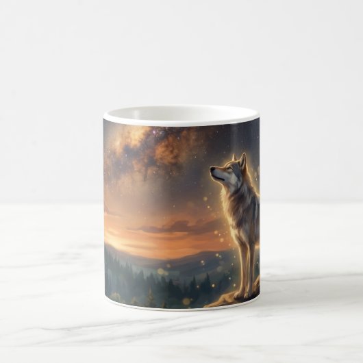 Mug Loup solitaire sous le ciel étoilé de la Voie lact (Centre)