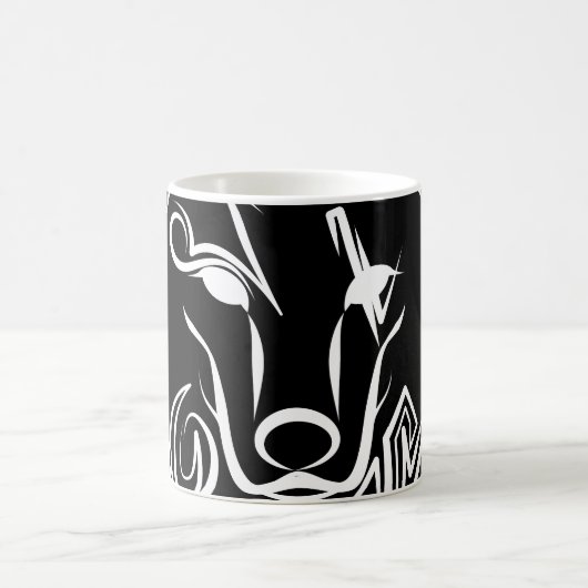Mug Loup tribal noir et blanc (Centre)