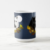Mug Loups Blancs Noirs Clair de Lune Feuilles d'Automn (Centre)