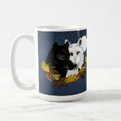 Mug Loups Blancs Noirs Clair de Lune Feuilles d'Automn (Gauche)