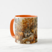 Mug Loups d'automne Faune & Citrouilles Café (Devant gauche)