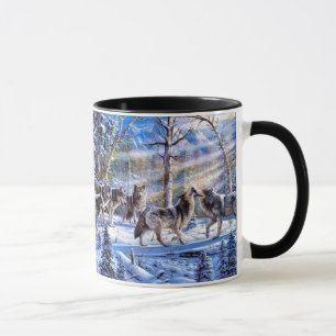 Mug Loups gris peignant