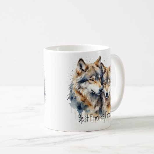 Mug Loups mignonnes Meilleurs Amis Pour Toujours, BFF, (Devant droit)