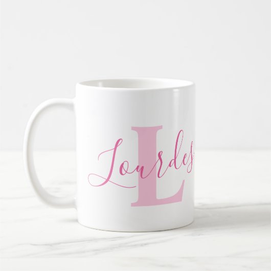 Mug Lourdes nom signification et monogramme de texte r (Gauche)