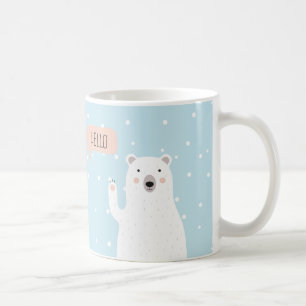 Mug L'ours polaire mignon dans la neige dit Bonjour + 