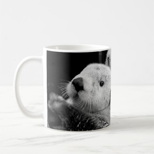 Mug Loutres de mer : Paire blanche noire. (Gauche)