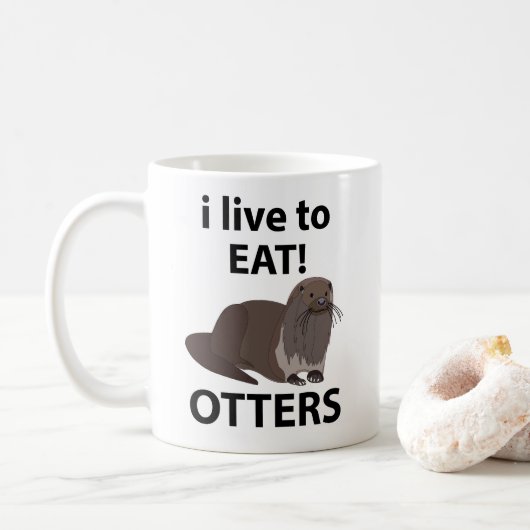 Mug Loutres que j'adore manger Loutres drôles (Avec donut)