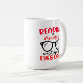 Mug Louveur de livres Lunettes de lecture Nerd ver de  (Devant droit)