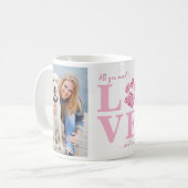 Mug Love & a Dog Custom Pet Photo Pink Valentine's Day (Devant gauche)
