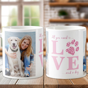 Mug Love & a Dog Custom Pet Photo Pink Valentine's Day