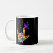Mug Love ASL Signal Langue Puzzle Papillon Autisme Awa (Gauche)