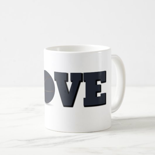 Mug Love basket-ball avec balle bleue (Devant droit)