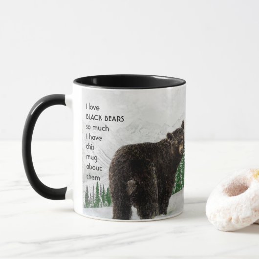 Mug Love BLACK BEARS tellement que je me moque Citer M (Avec donut)