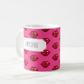 Mug Love Café Rouge Lèvres Valentines Baisers Motif (Devant gauche)