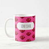 Mug Love Café Rouge Lèvres Valentines Baisers Motif (Gauche)