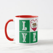 Mug Love California Republic State Drapeau Heart Pride (Gauche)